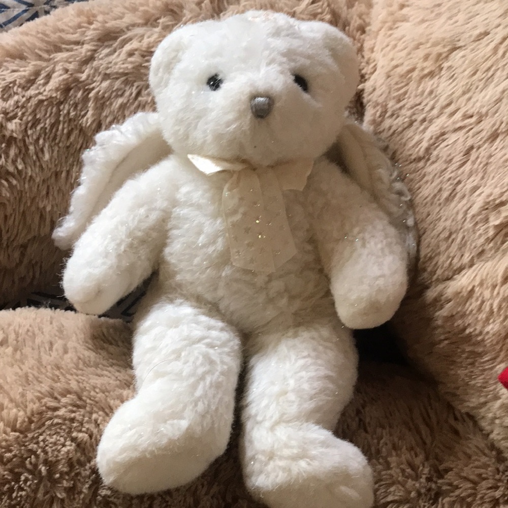 TY 2002 Angelina White Angel Bear Plush Stuffed Animal Toy 12" No Ear Tag